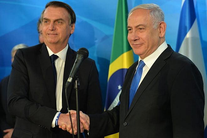Brazilian President Jair Bolsonaro with Israeli Prime Minister Benjamin Netanyahu in Jerusalem on March 31, 2019. Credit: Kobi Gideon/GPO.