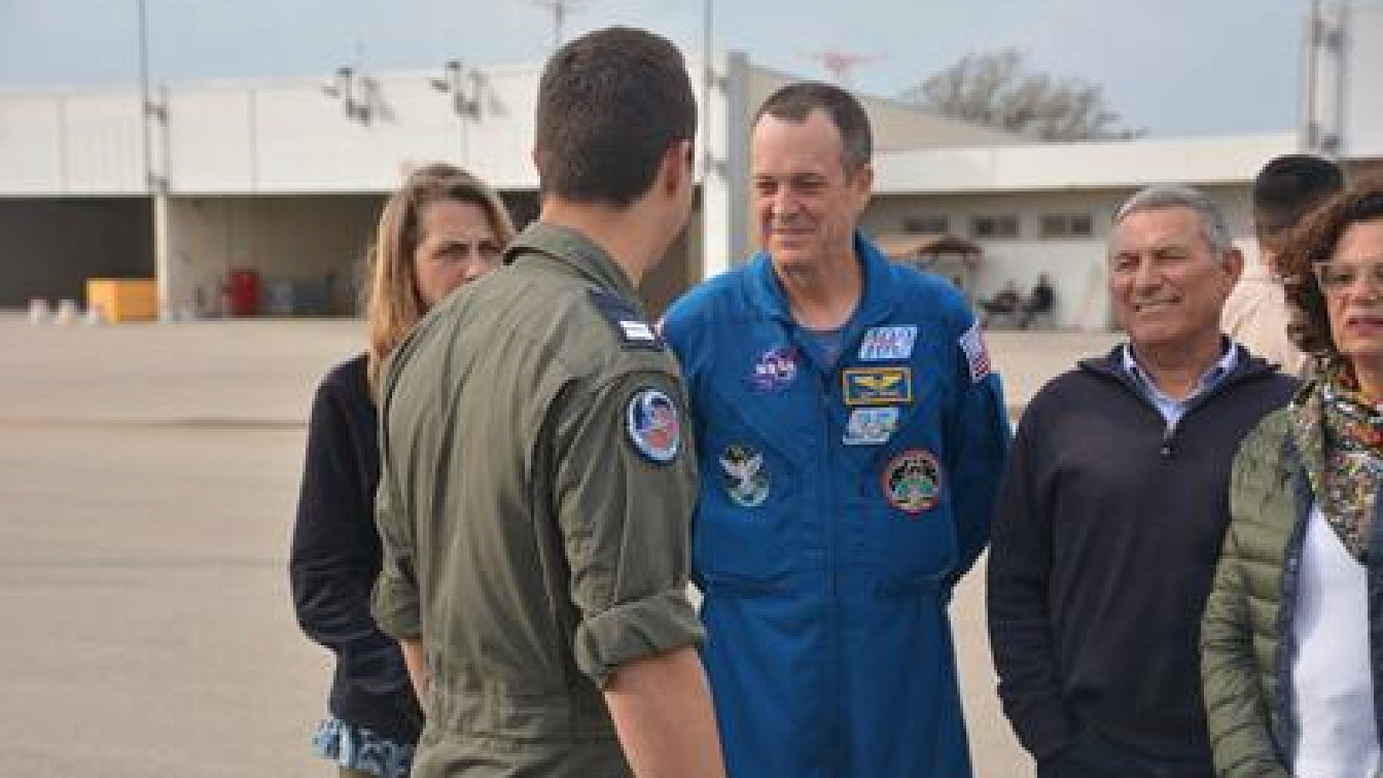 NASA astronaut Ricky Arnold visits the Palmachim Airbase in central Israel on April 4, 2019, is given a tour by a representative of the IAF's 200th UAV squadron. Credit: IDF.