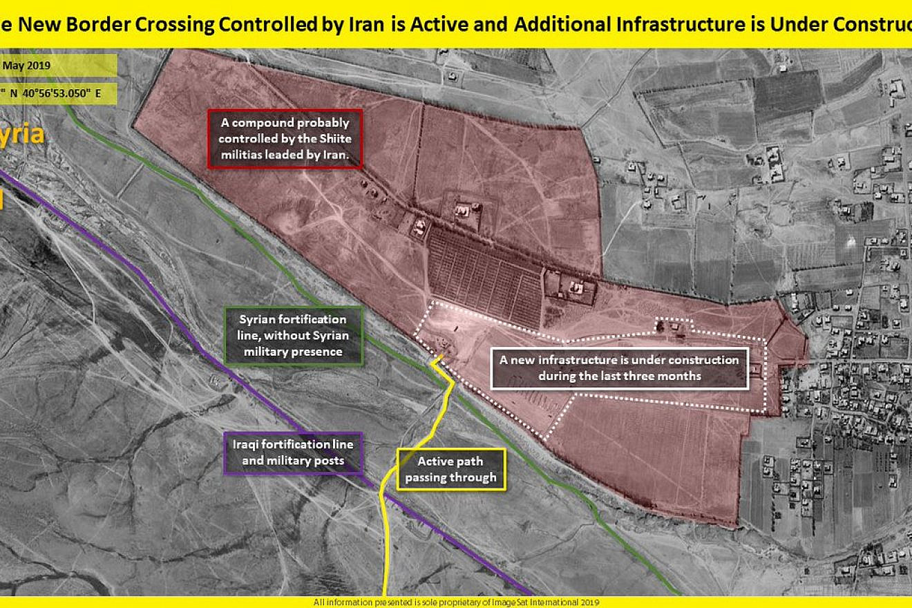 A view of Iranian construction along the Syrian-Iraqi border that would allow Iran to transfer weapons, armed personnel and oil into Syria. Credit: ImageSat International.
