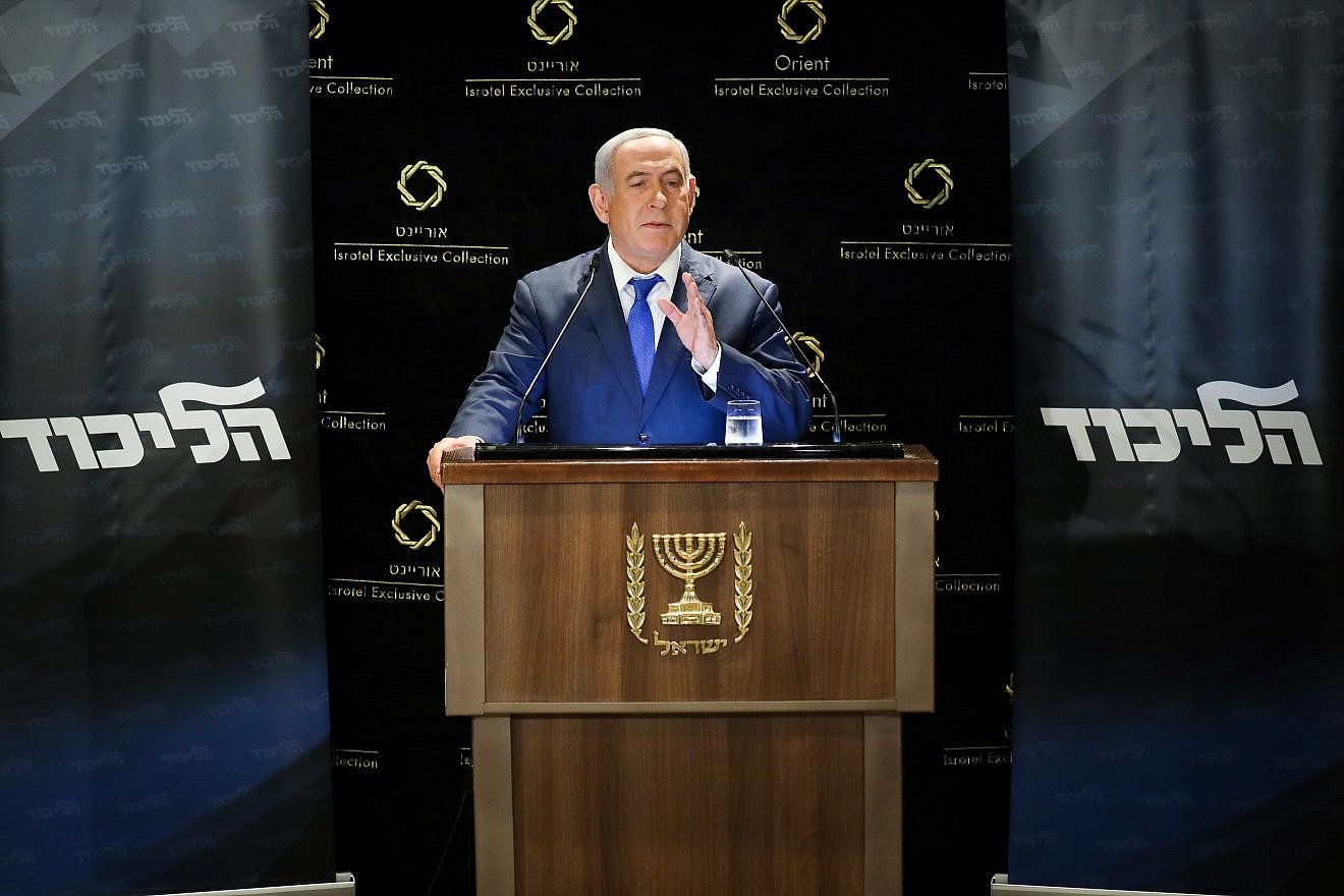 Israeli Prime Minister Benjamin Netanyahu delivers a statement to the media on May 30, 2019. Credit: Noam Revkin Fenton/Flash90.