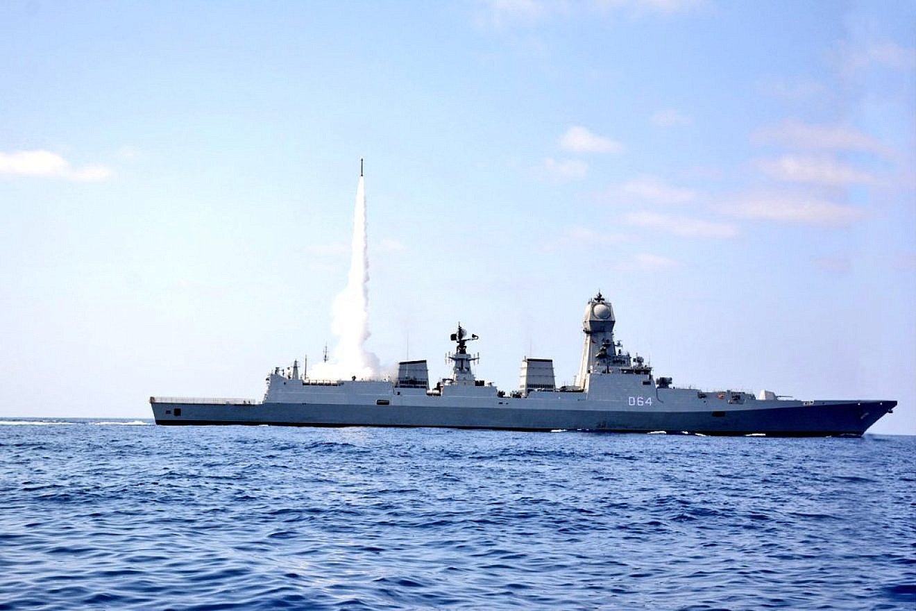 An Indian Naval ship testing Israel's Barak-8 air-defense system. Credit: Indian Navy.