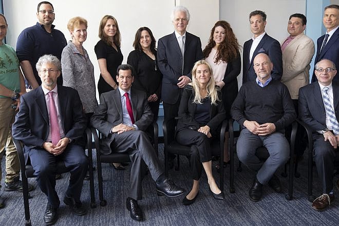 James Gertler, trustee of the Zuckerman Institute, and Richard Lester, associate provost for international activities at MIT, join with representatives from the seven American affiliates of Israeli universities as part of a new STEM partnership. Credit: Credit: The Zuckerman Institute.