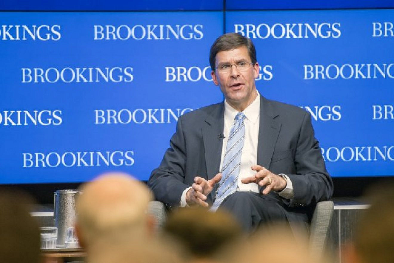 Then-U.S. Secretary of the Army Mark Esper outlines the U.S. Army Vision at the Brookings Institution in Washington, D.C., on June 5, 2018. Credit: Daniel Torok/U.S. National Guard.