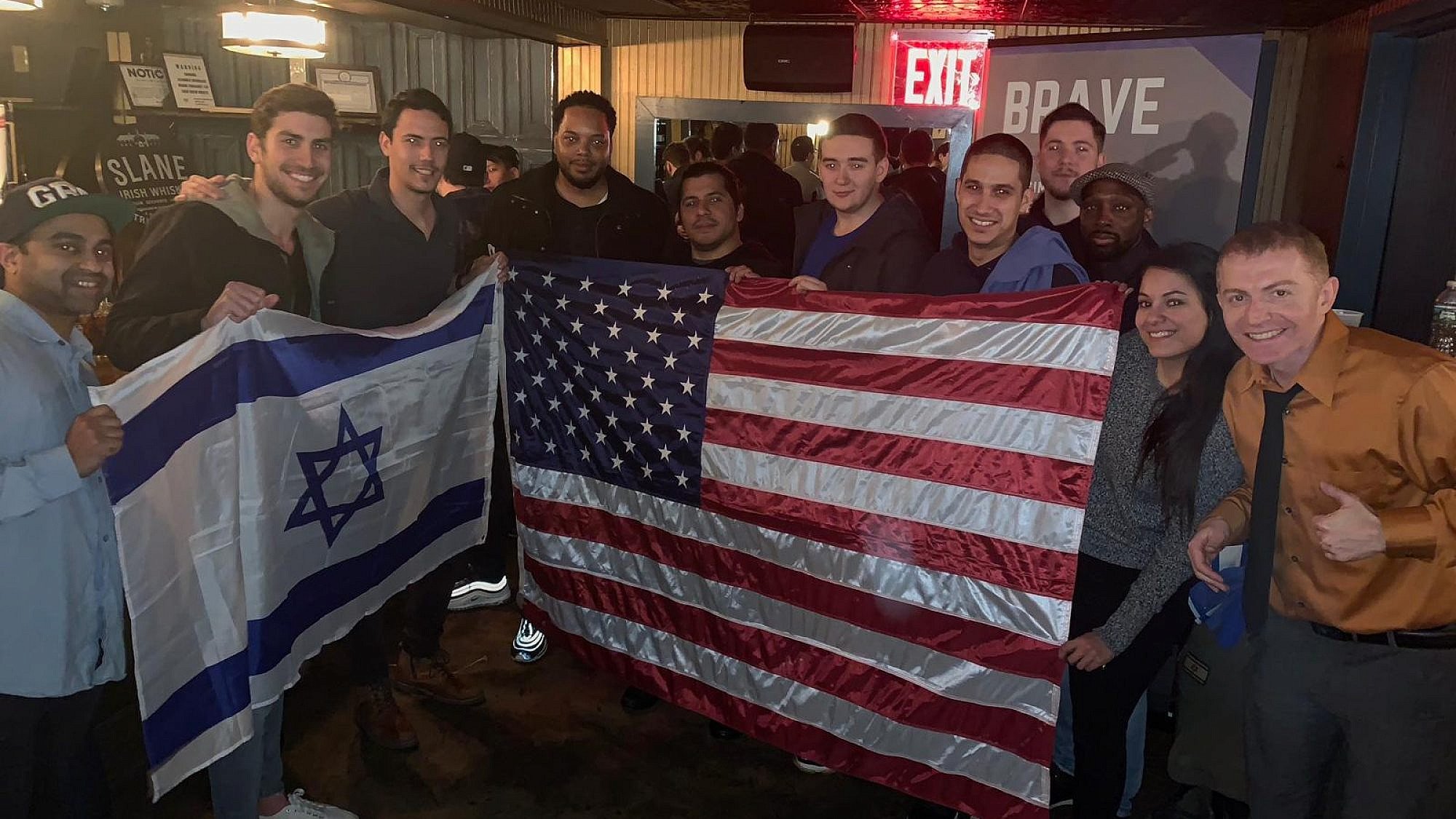 U.S. and Israeli veterans attend a social function as part of the "Brave" program that brings together vets to share stories, learn about the Jewish state and stand up against hatred and anti-Semitism on campus. Credit: Courtesy.