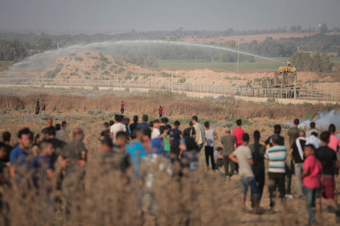 Palestinian protesters at the Israel-Gaza border on June 28, 2019. Photo by Hassan Jedi/Flash90.