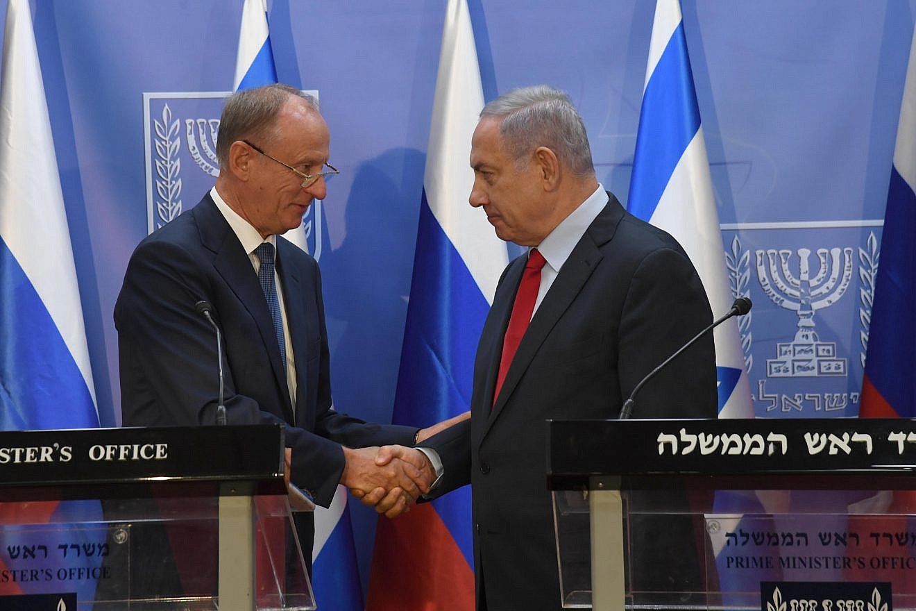 Israeli Prime Minister Benjamin Netanyahu met with the Secretary of the Russian National Security Council, Nikolai Patrushev, at the Prime Minister's Office in Jerusalem on June 24, 2019. Credit: Haim Zach/GPO.