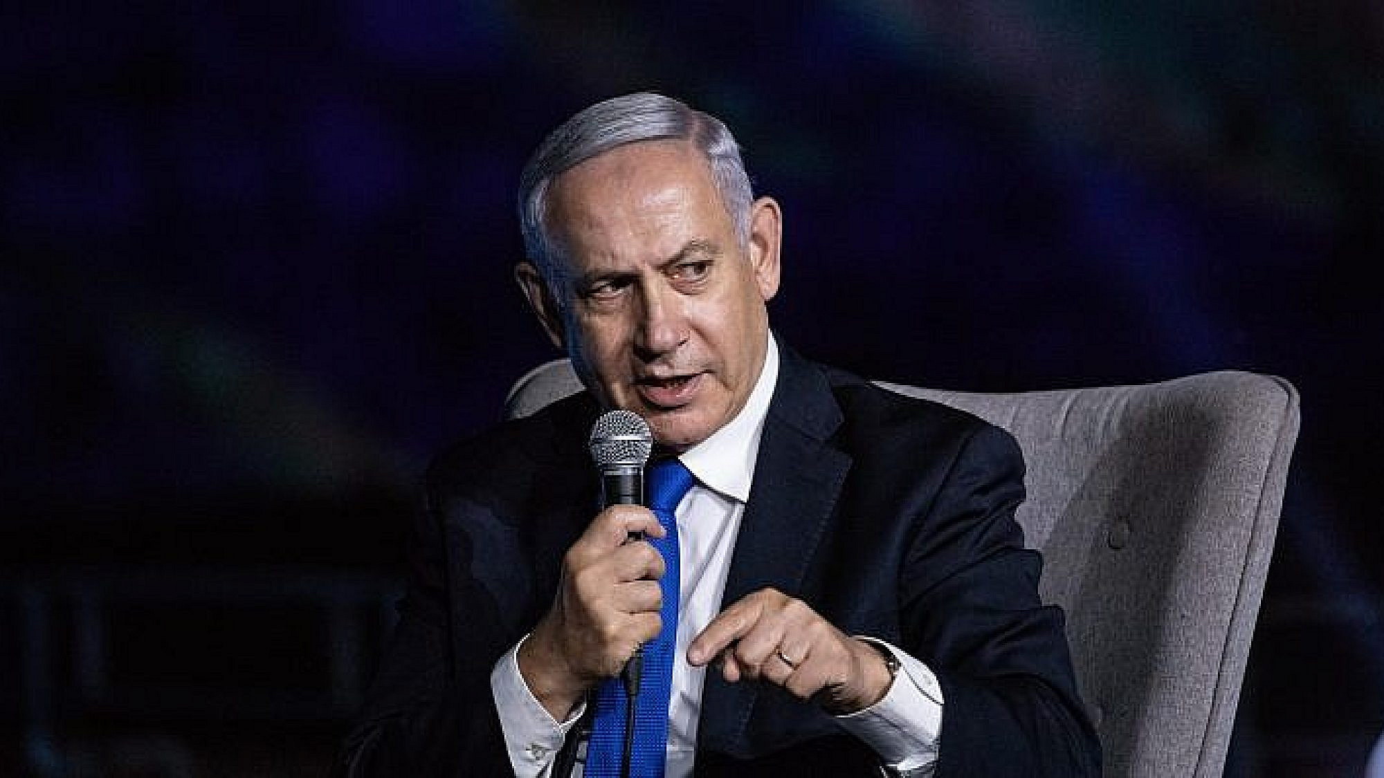 Israeli Prime Minister Benjamin Netanyahu speaks at a conference at the Davidson Center in Jerusalem's Old City on June 27, 2019. Photo by Aharon Krohn/Flash90.