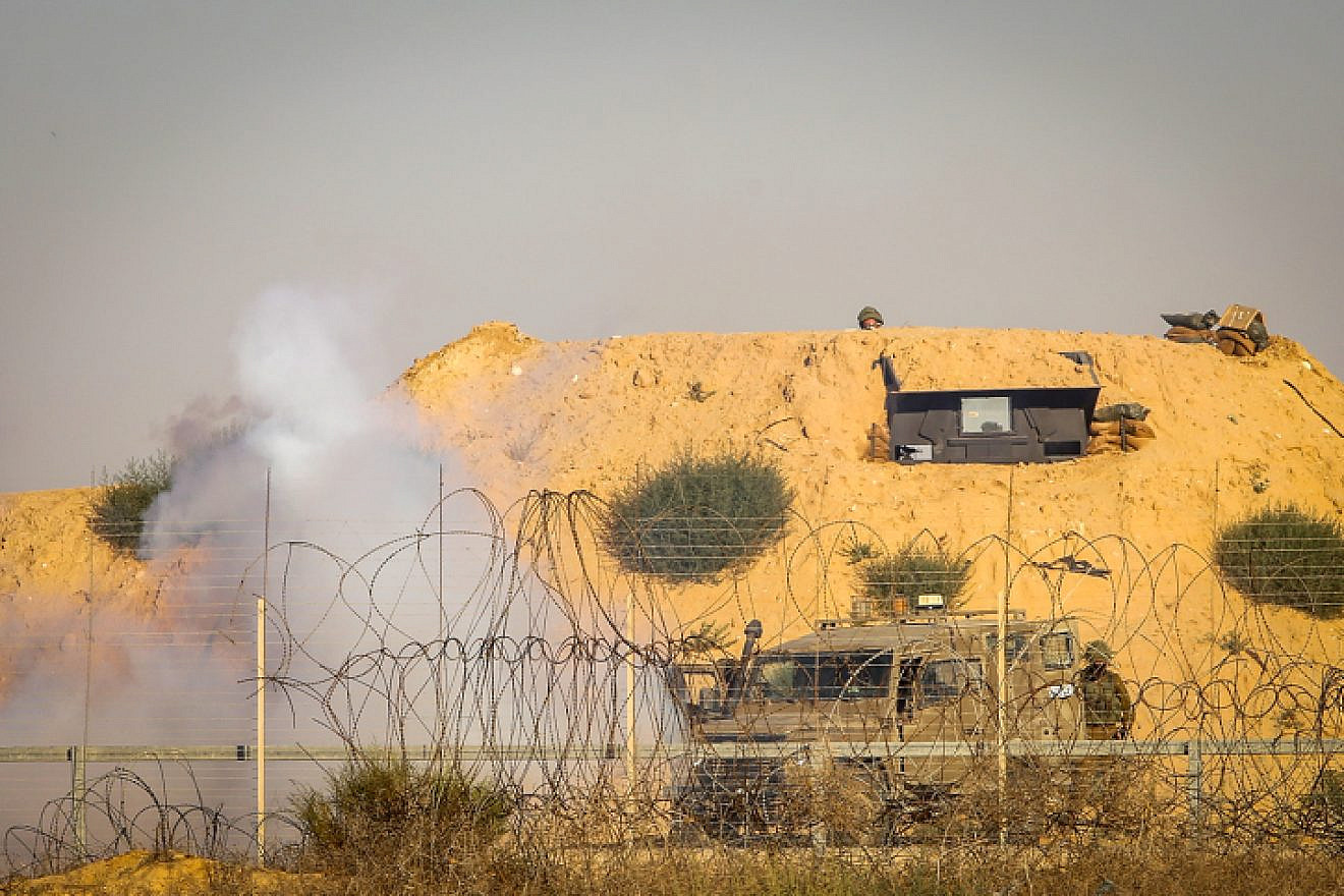 Palestinian protesters clash with Israeli security forces on the Israel-Gaza border on July 5, 2019. Photo by Abed Rahim Khatib/Flash90.