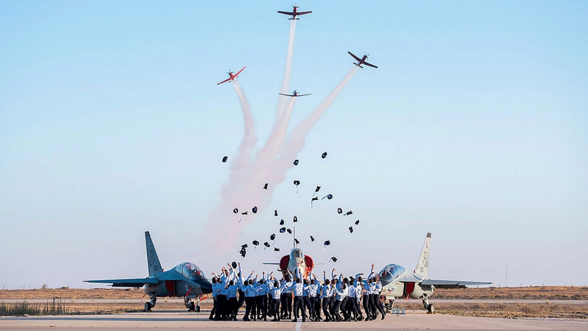 Pilot trainees celebrate their graduation from Israeli Air Force flight school in a ceremony on June 27, 2019. Credit: IAF.