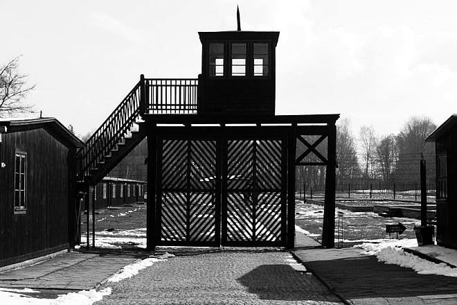The entrance to Stutthof concentration camp in Poland. Credit: Wikimedia Commons.
