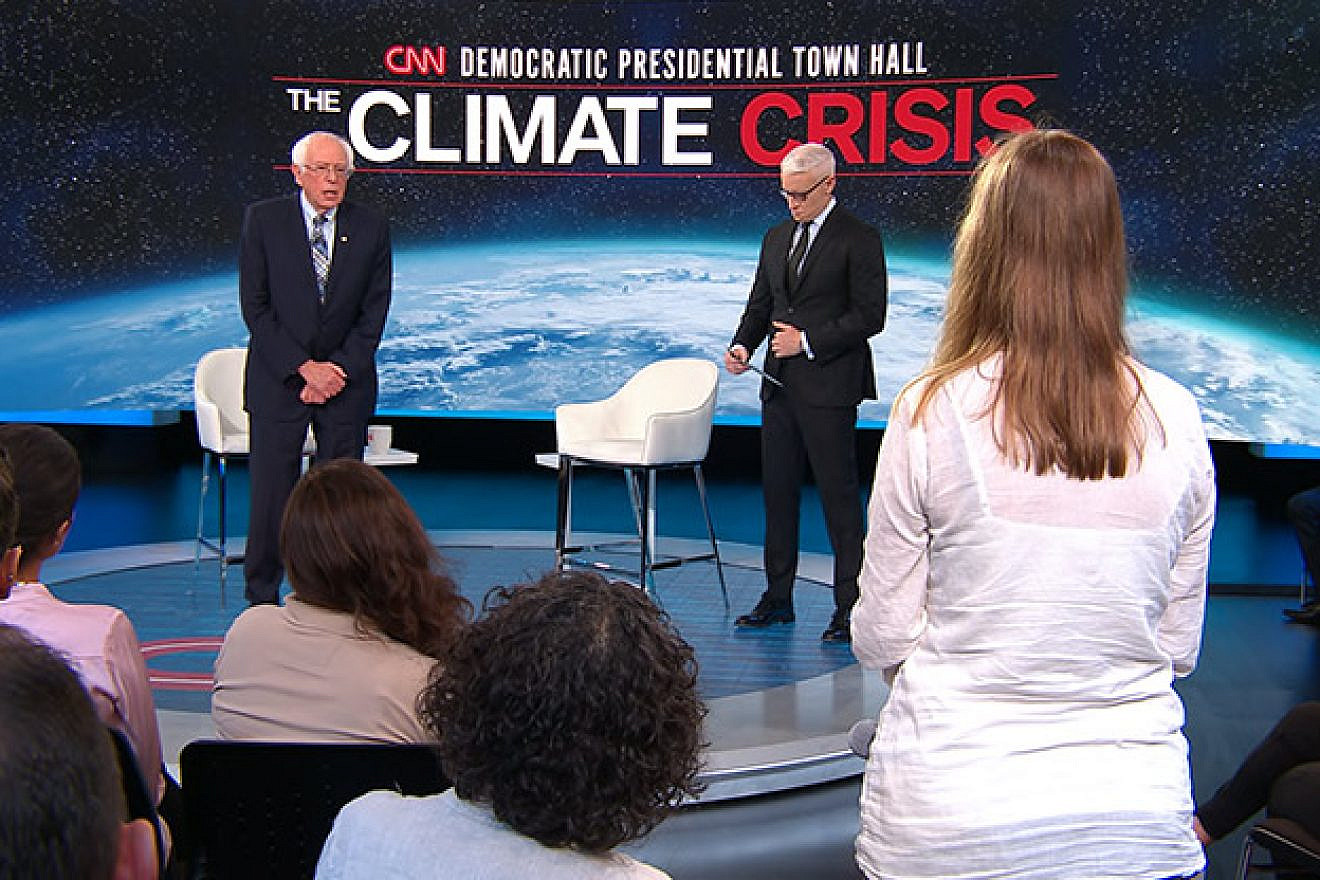 Sen. Bernie Sanders (I-Vt.) speaking at the CNN town hall on climate change. Source: Screenshot.