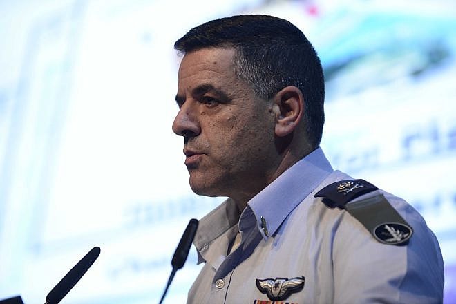 Israeli Air Force Commander Maj. Gen. Amikam Norkin speaking in 2017. Photo by Tomer Neuberg/Flash90.