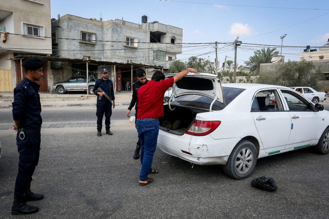 Hamas members staff a checkpoint in Rafah in the southern Gaza Strip on Aug. 28, 2019. Photo by Abed Rahim Khatib/Flash90.