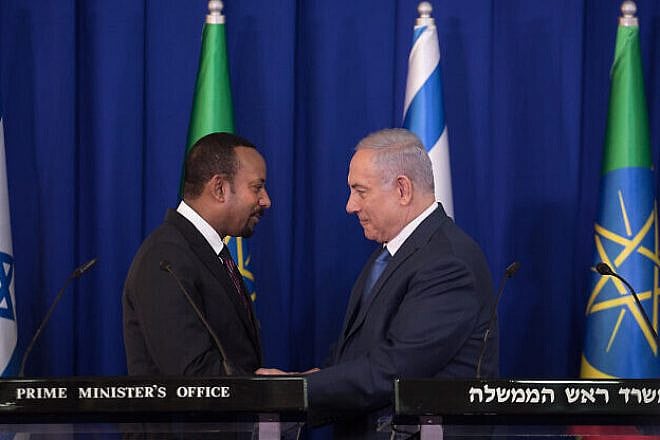 Israeli Prime Minister Benjamin Netanyahu and Ethiopian Prime Minister Abiy Ahmed during a joint press conference at the Prime Minister's Office in Jerusalem on Sept. 1, 2019. Photo by Hadas Parush/Flash90.