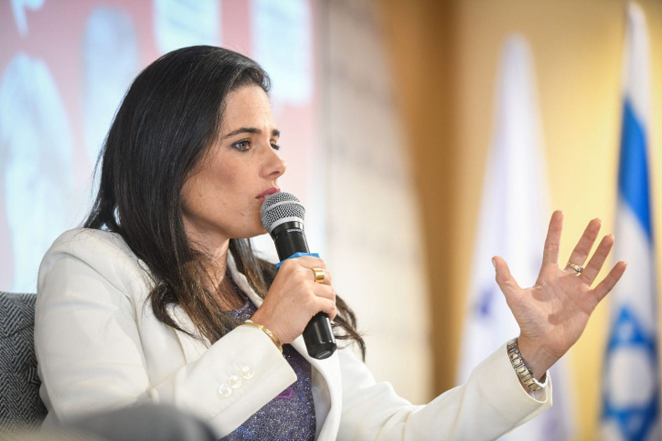 Yamina Party leader Ayelet Shaked at the Conference of the Manufacturers Association in Tel Aviv, on Sept. 2, 2019. Photo by Flash90.