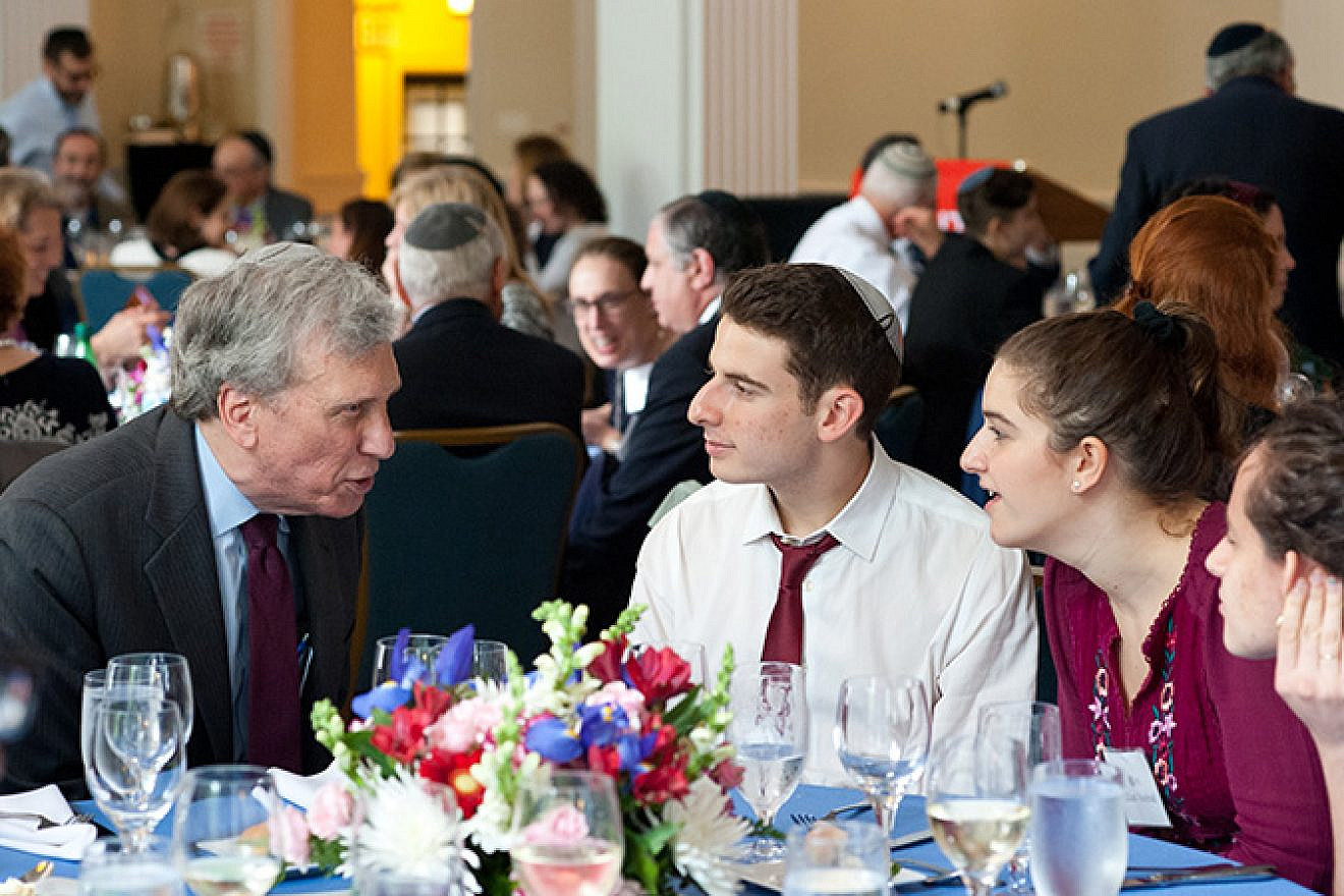 Jewish Theological Seminary Chancellor Arnold M. Eisen talks with students at one of many events. Credit: JTS.