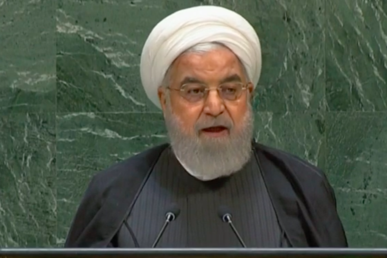Iranian President Hassan Rouhani addresses the annual U.N. General Assembly in New York on Sept. 25, 2019. Credit: Screenshot.