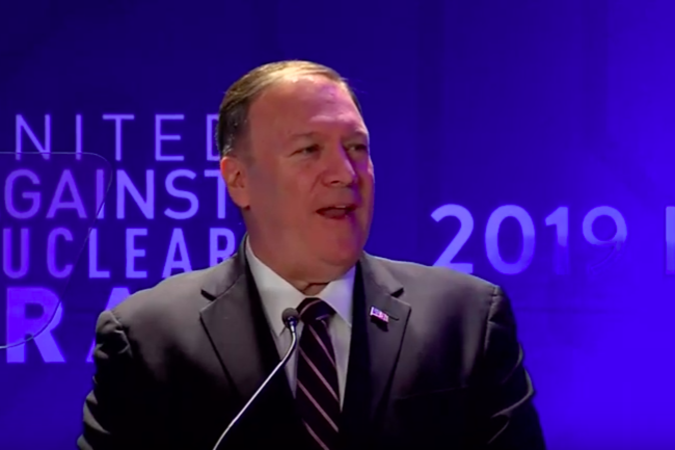 U.S. Secretary of State Mike Pompeo addresses the annual United Against Nuclear Iran Summit in New York on Sept. 25, 2019. Source: Screenshot.