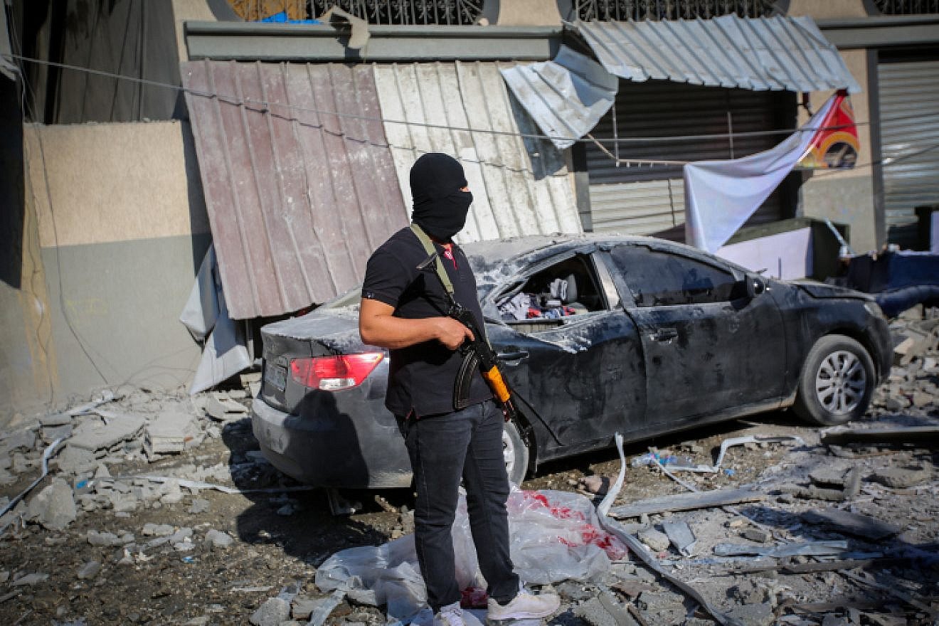 The home of Palestinian Islamic Jihad field commander Baha Abu al-Ata after it was hit overnight by an Israeli airstrike in Gaza City on Nov. 12, 2019. Photo by Hassan Jedi/Flash90.