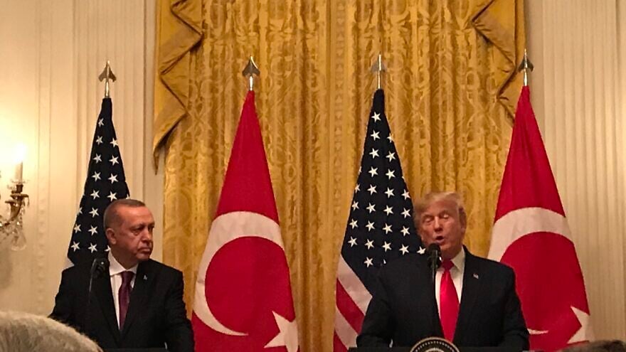 Turkish President Recep Tayyip Erdoğan and U.S. President Donald Trump at a White House press conference on Nov. 13, 2019. Photo by Jackson Richman/JNS.