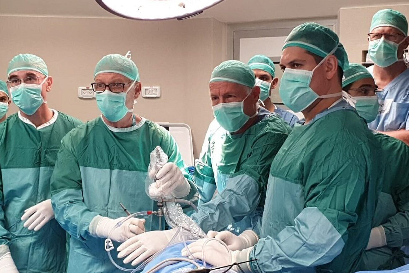 Israeli surgeons perform the artificial meniscus implant on Nov. 11, 2019. Credit: Active Implants LLC.