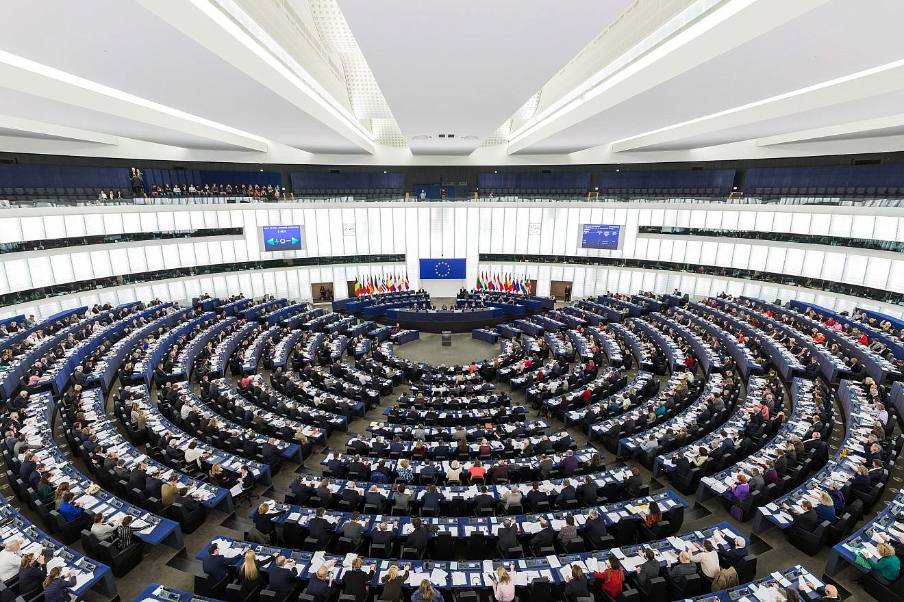 The Hemicycle of the European Parliament in Strasbourg, France, during a plenary session, Feb. 5, 2014. Source: Wikimedia Commons.
