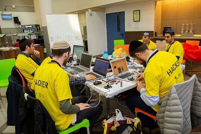Hard at work during the fourth annual Jerusalem College of Technology (Machon Lev) “Great Minds Hackathon,” December 2019. Photo by Michael Erenburg.
