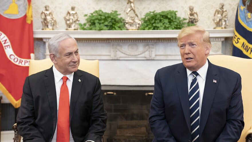 U.S. President Donald Trump and Israeli Prime Minister Benjamin Netanyahu speak with reporters in the Oval Office of the White House on Jan. 27, 2020. Credit: Official White House Photo by Shealah Craighead.