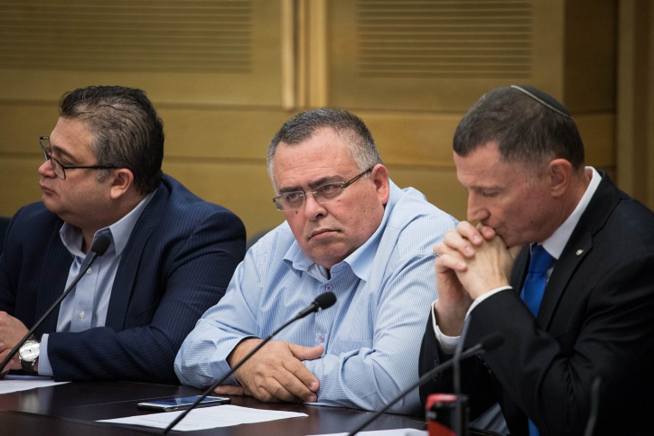 Likud member David Bitan (center) attends the first election committee meeting at the Knesset in Jerusalem, on Dec. 18, 2019. Photo by Hadas Parush/Flash90.