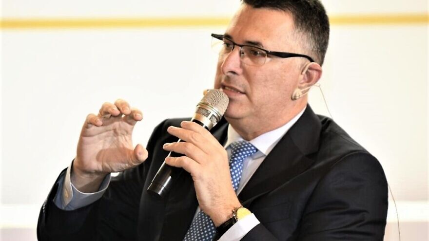 Likud Knesset member Gideon Sa'ar speaks at the Conference of Presidents of Major American Jewish Organizations in Jerusalem on Feb. 19, 2020. Photo by Avi Hayoun.