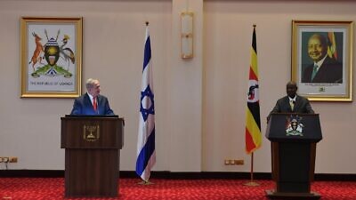 Israeli Prime Minister Benjamin Netanyahu meets with Uganda’s President Yoweri Museveni in Kampala, Uganda, on Feb. 3, 2020. Photo by Haim Zach/GPO.