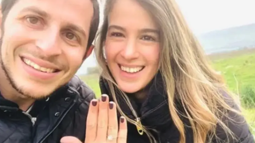 Gilad Shalit and fiancée Nitzan Shabbat. Source: Screenshot.