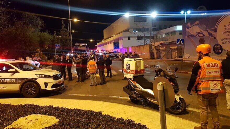 Paramedics treat the victims of a suspected terror attack in Jerusalem on Feb. 6, 2020. Credit: United Hatzalah.