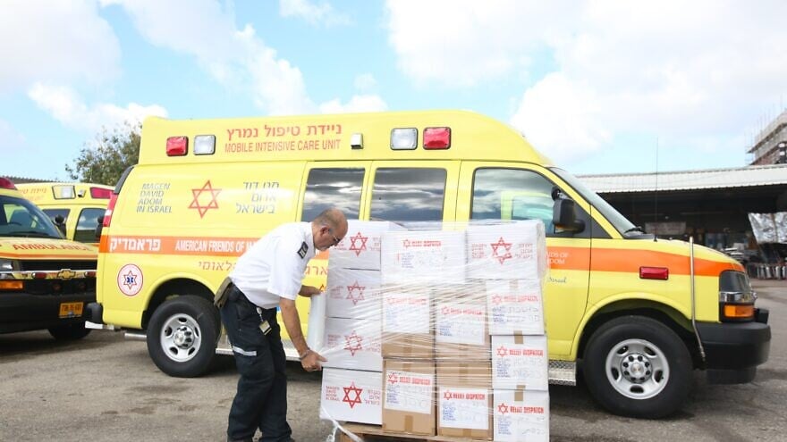 Magen David Adom responds to the request by Chabad for protective gear for communities in China amid the coronavirus outbreak, February 2020. Credit: Courtesy.