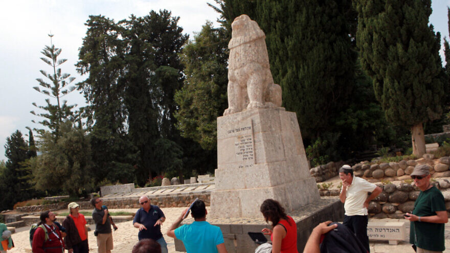 The Tel Hai monument in Israel's Galilee commemorates the deaths of eight Jews—six men and two women, among them the Russian-born Jewish commander Joseph Trumpeldor—in a battle on March 1, 1920 with Arabs who had been attacking settlements in the area. Photo by Yossi Zamir/Flash 90.