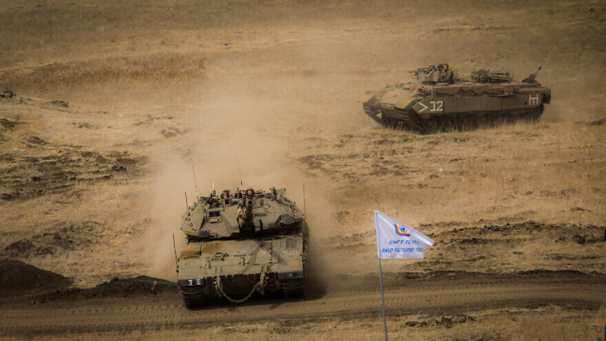 A live display of the 188 IDF Brigade in the Golan Heights as part of a memorial ceremony for bereaved Israeli families, on Oct. 11, 2018. Photo by Anat Hermony/Flash90.
