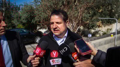 Joint List head Ayman Odeh speaks to reporters outside his home in Haifa a day after the Israeli general election, March 3, 2020. Credit: Flash90.