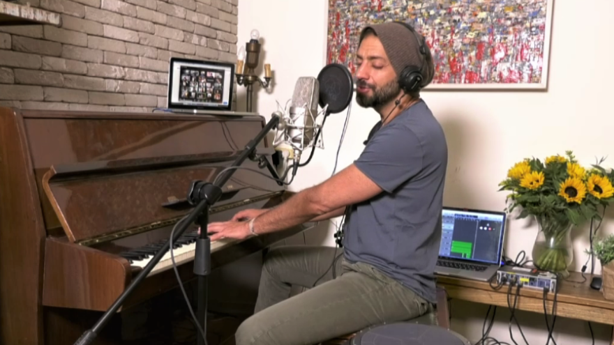 Idan Raichel gave a livestreamed musical performance, sponsored by the Jewish Agency for Israel, from his home in Israel to help alleviate stress for all those the homebound due to the coronavirus (COVID-19), on March 22, 2020. Credit: The Jewish Agency for Israel.