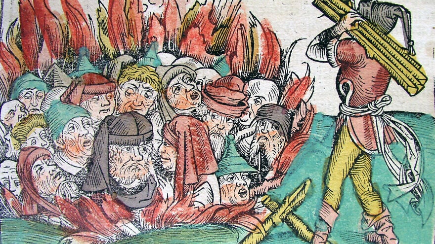 The “burning of the Jews” depiction during Europe’s Black Death plague. Source: University of Iowa’s Library.
