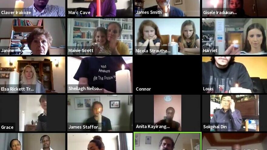 A view of an virtual session between genocide survivors and participants with the United Kingdom’s National Holocaust Centre and Museum. Source: United Kingdom’s National Holocaust Centre and Museum via Facebook.
