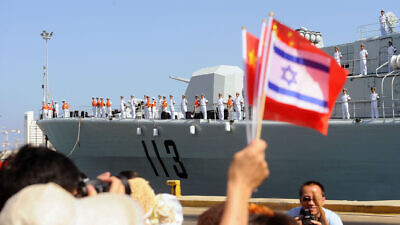 The Israel Navy congratulates the Chinese Navy on docking at the Haifa port. On Aug. 13, 2012, the Chinese vessels arrived at Israel in order to celebrate 20 years of cooperation between the Israel Navy and the Chinese Navy. RADM Yang Jun-Fei was welcomed by the Haifa base commander, Brig. Gen. Eli Sharvit, upon his docking. Credit: Wikimedia Commons.