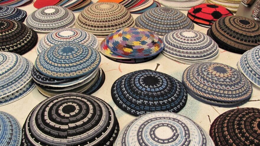 Kippahs in all sizes, material and colors. Credit: Wikipedia.