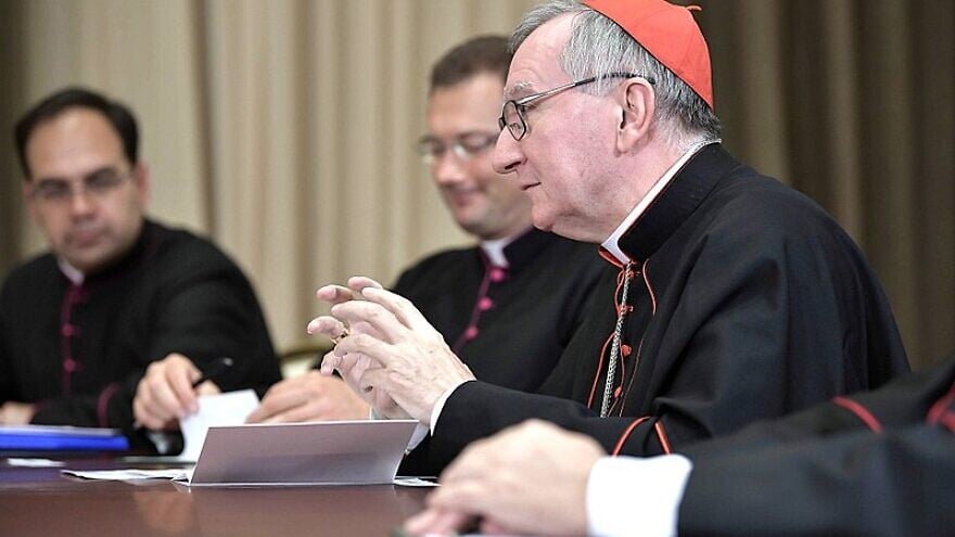 Vatican Secretary of State Pietro Parolin speaks during a meeting with Russian President Vladimir Putin in Sochi, Russia, on Aug. 30, 2017. Credit: Kremlin via Wikimedia Commons.