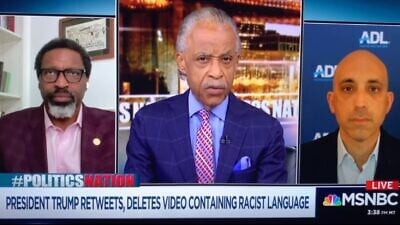 ADL CEO Jonathan Greenblatt appearing on Al Sharpton's MSNBC show “Politics Nation With Al Sharpton” on June 28, 2020. Source: Screenshot.