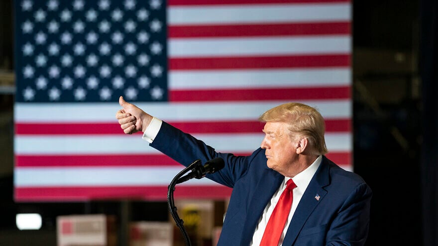 U.S. President Donald Trump gives a thumbs-up during the “Rebuilding of America’s Infrastructure: Faster, Better, Stronger” event on July 15, 2020, at the UPS Hapeville Airport Hub in Atlanta. Credit: Joyce N. Boghosian/The White House.