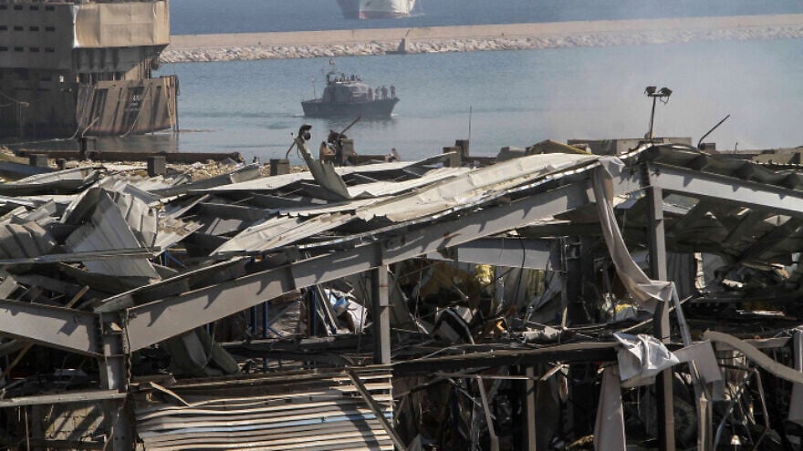 A general view of the destroyed port in the aftermath of a massive explosion in Beirut, Aug. 5, 2020. Photo by Zaatari Lebanon/Flash90.
