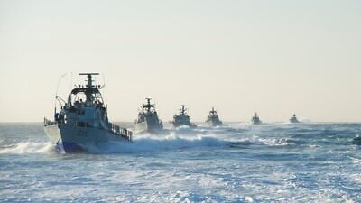 A fleet of Israel Navy boats patrolling the waters in the Mediterranean Sea from threats emanating from the Gaza Strip. Credit: IDF Spokesperson's Unit.