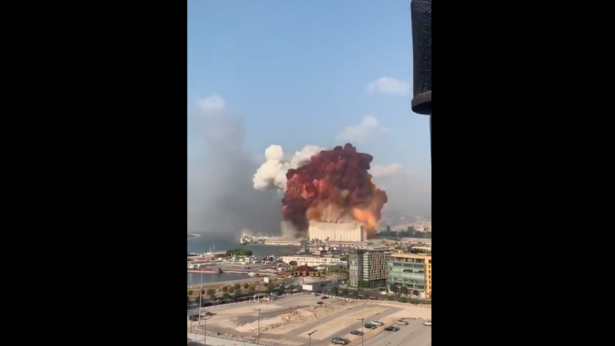 Multiple explosions rocked Beirut on Aug. 4, 2020. Source: Twitter.