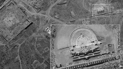 A photograph of a Roman amphitheater in Palmyra, Syria, captured by the “Ofek 16” satellite, released by Israel’s Defense Ministry on Aug. 24, 2020. Credit: Israeli Defense Ministry.