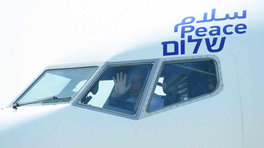El Al Flight 971 departing from Tel Aviv to Abu Dhabi, on Aug. 31, 2020. Photo by Tomer Neuberg/Flash90.